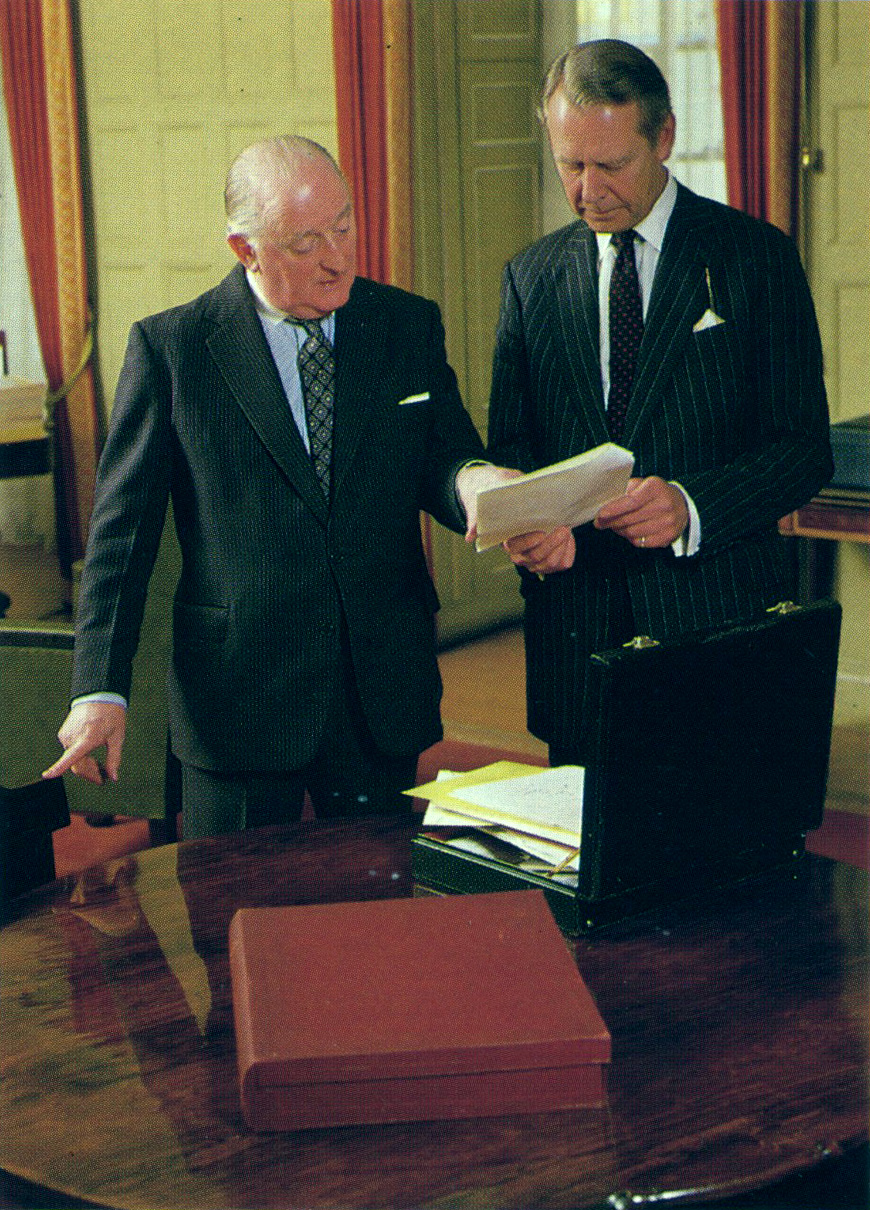 Lord Charles Maclean, Lord Chamberlain, with Lt. Col. Sir John Johnston, Comptroller